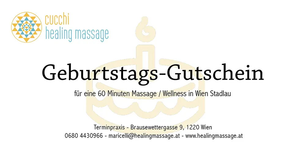 Abbildung eines Gutscheins für eine Massage / Wellness als Geburtstagsgeschenk